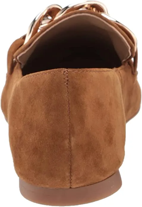 Steve Madden Famed Flourish Cognac Suede Flat Slip On Pointed Toe Detailed Loafers