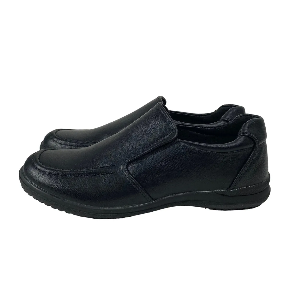 Tough Kids Emory Black Leather Comfort Slip On Uniform School Boys Shoes