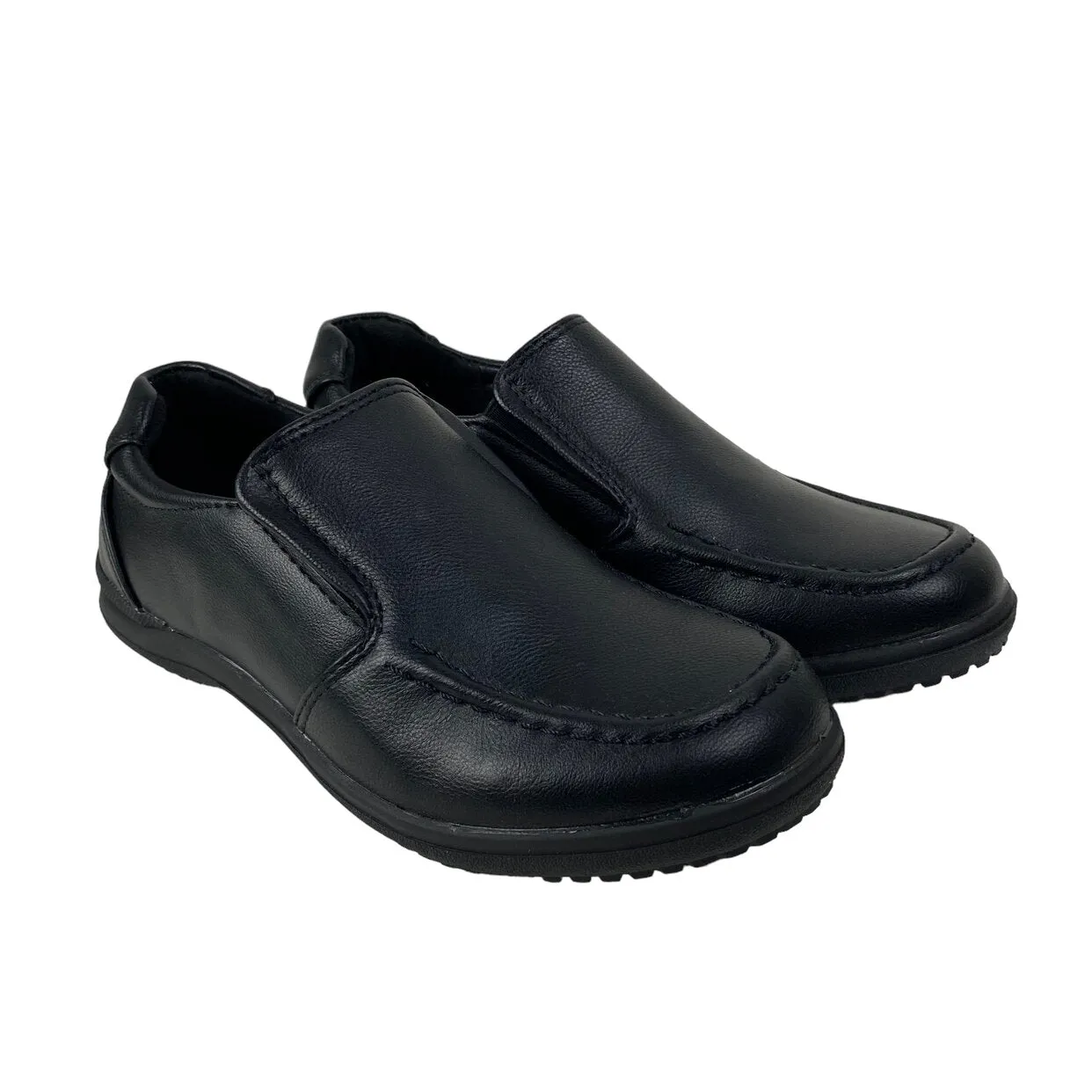 Tough Kids Emory Black Leather Comfort Slip On Uniform School Boys Shoes