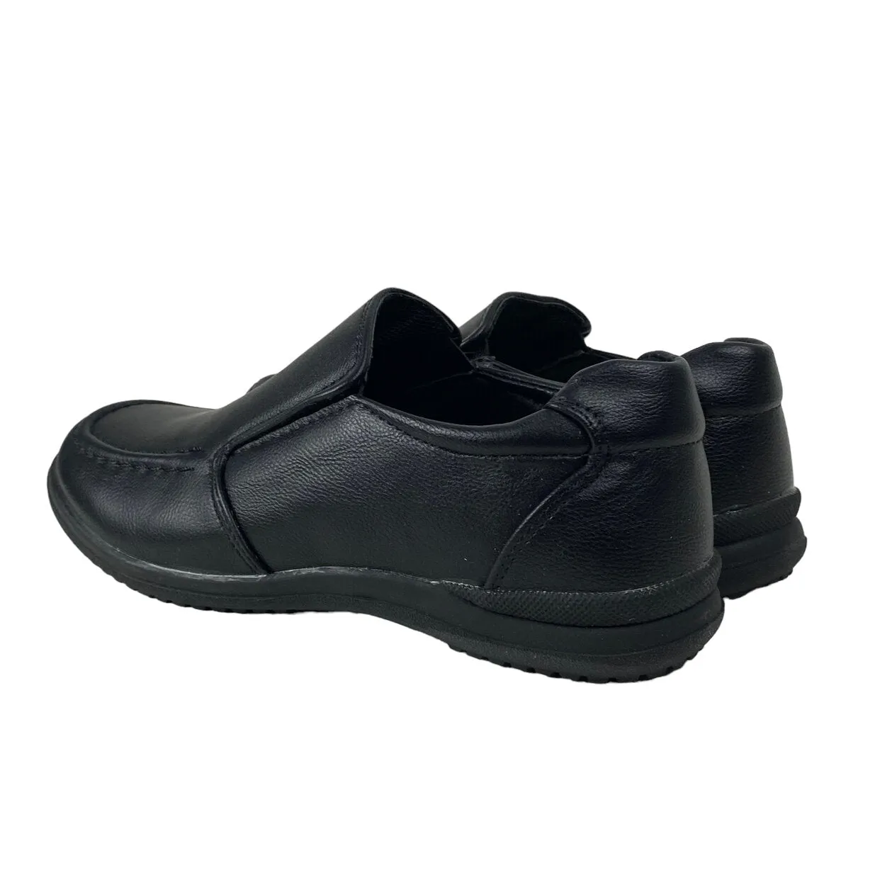 Tough Kids Emory Black Leather Comfort Slip On Uniform School Boys Shoes