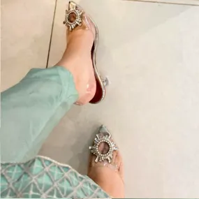 Transparent Cinderella Heels Silver Crystal Sandal Shoes
