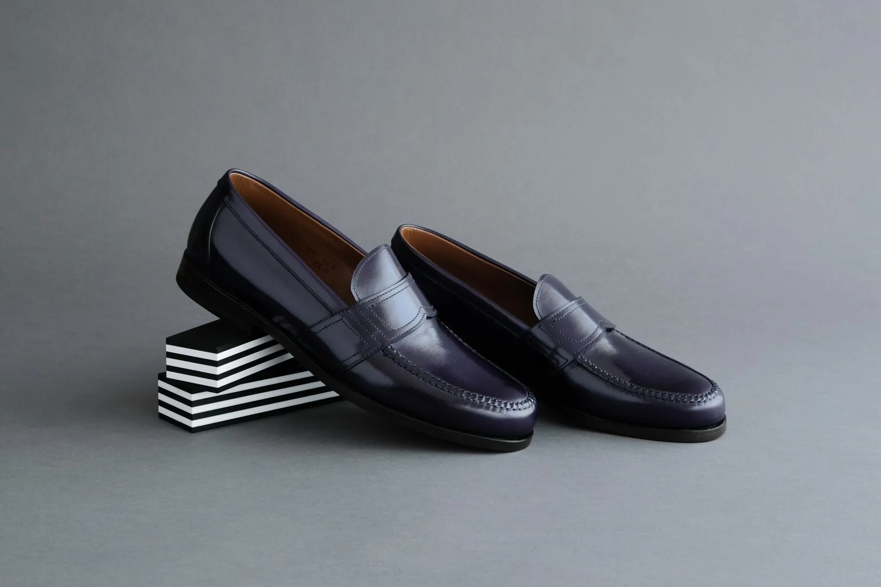 TwoZeroEight.Midnight College Loafers with Bologna Soles