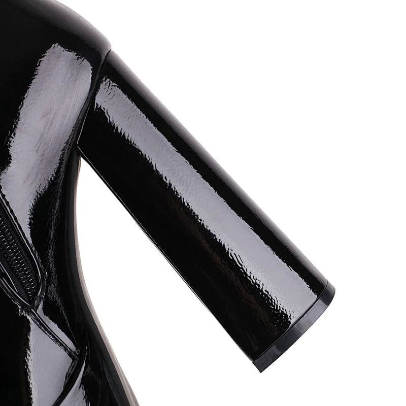 Ultra high heels chunky platform knee high boots for party