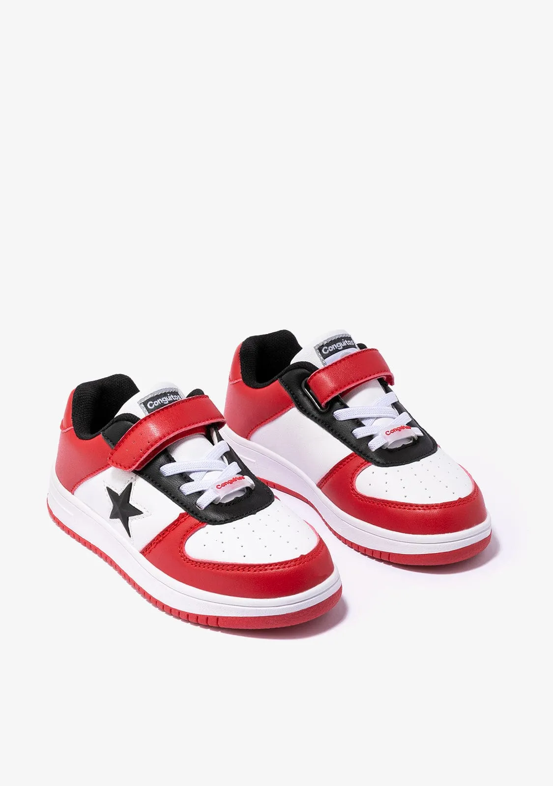 Unisex Red - White Star With Lights Sneakers