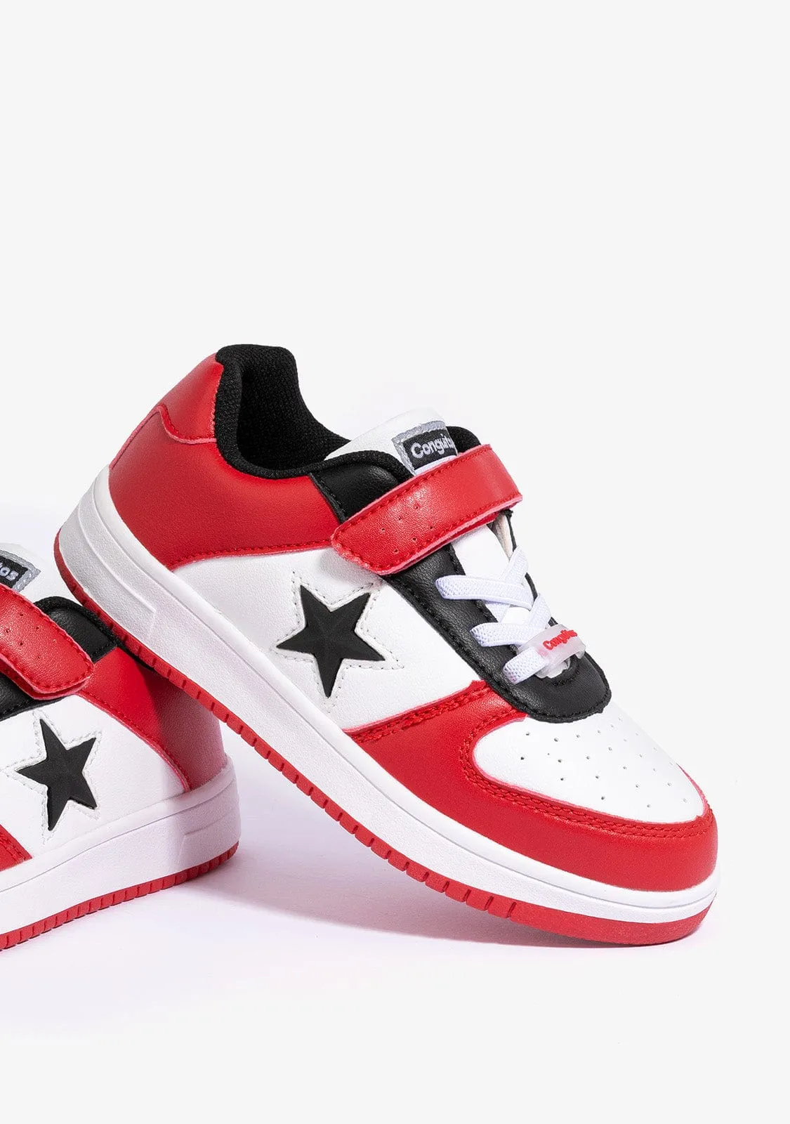 Unisex Red - White Star With Lights Sneakers