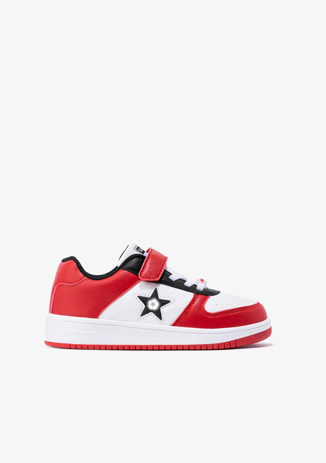 Unisex Red - White Star With Lights Sneakers