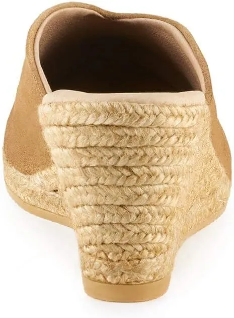 VISCATA Truja Suede Wedge Mule Handmade 2  Heel Women's Sandals with Breathable Cotton Canvas and 100% Natural Jute Midsole for All Casual Occasions