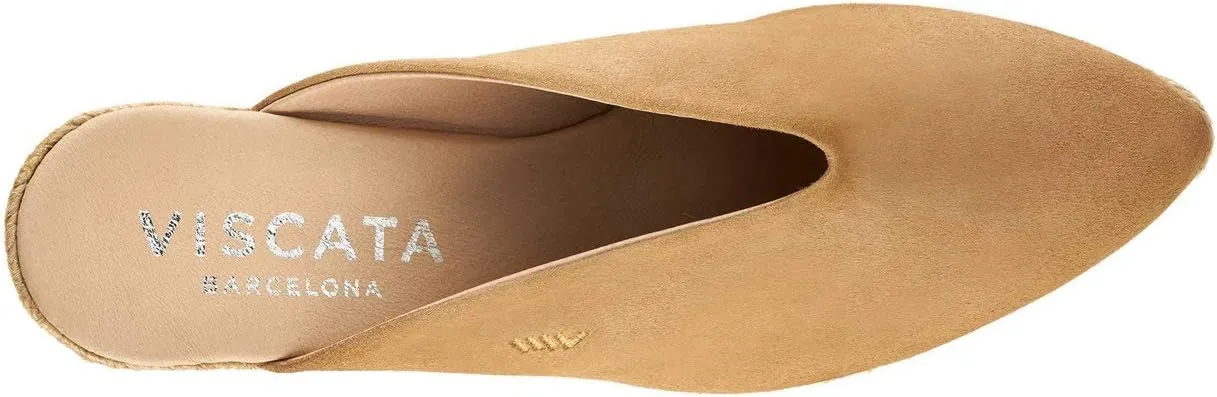 VISCATA Truja Suede Wedge Mule Handmade 2  Heel Women's Sandals with Breathable Cotton Canvas and 100% Natural Jute Midsole for All Casual Occasions