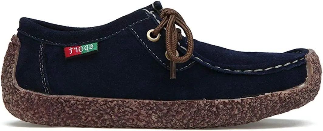 VOKLIN Women's Casual Driving Loafers Moccasins Lace Up Breathable Comfortable Flat Driver Oxfords Shoes