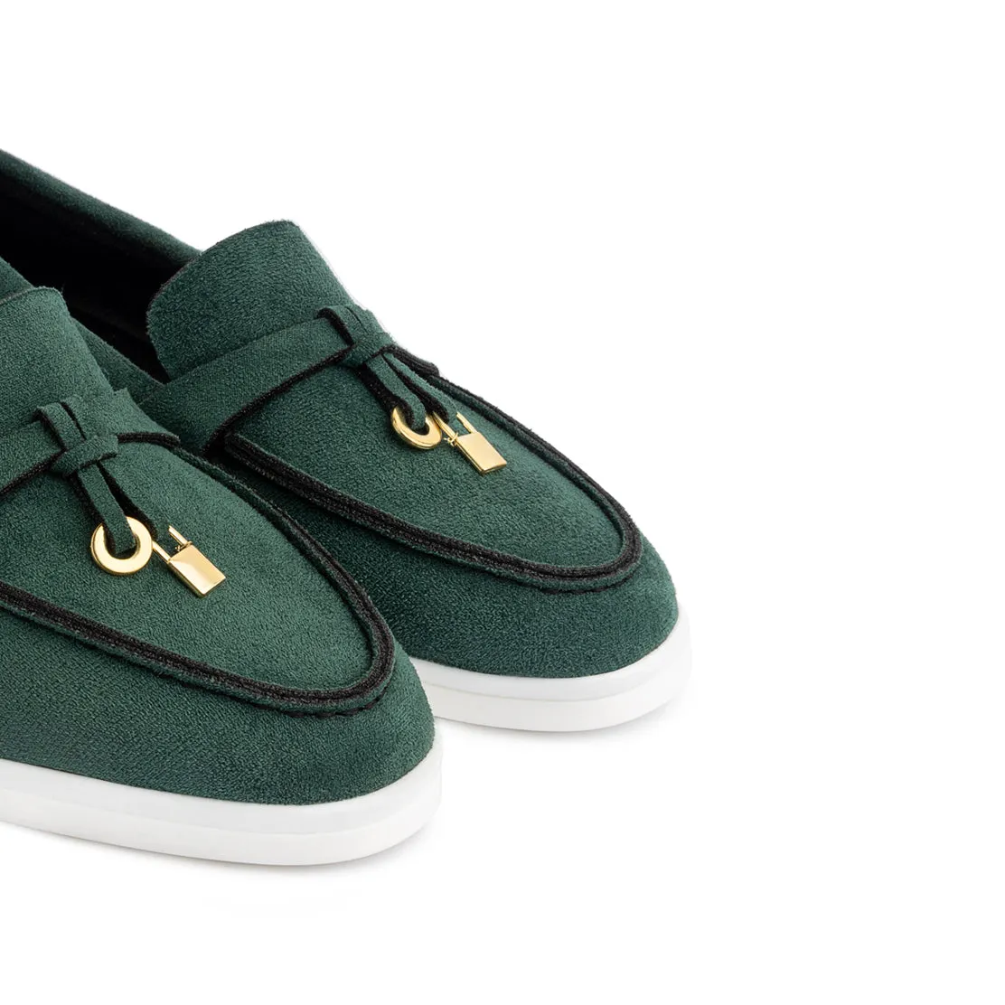 Women Suede Tassel Loafer - Olive