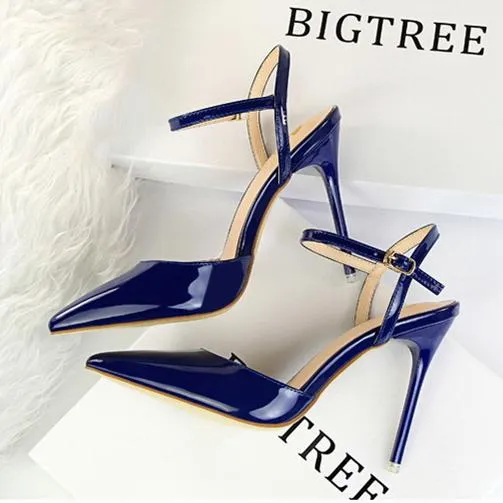 Women's ankle strap high heels pointed closed toe stiletto heels sandals