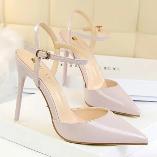 Women's ankle strap high heels pointed closed toe stiletto heels sandals