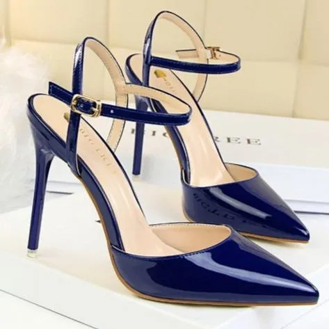 Women's ankle strap high heels pointed closed toe stiletto heels sandals