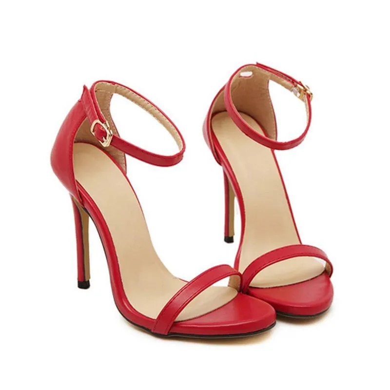 Women's one band peep toe ankle strap buckle stiletto sandals