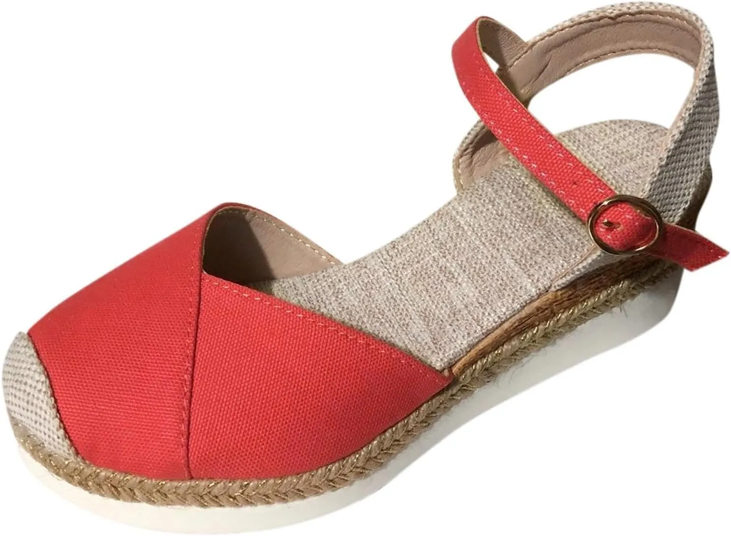 Womens Orthopedic Platform Wedge Sandals Espadrilles Comfortable Ankle Strap Adjustable Closed Toe Sandals Dressy Wedges Elegant Slip Shoes