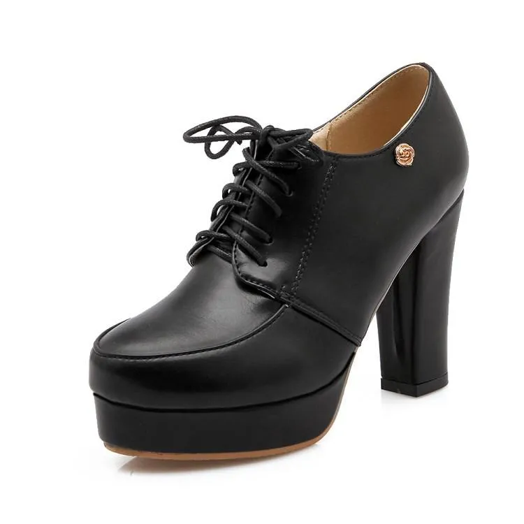 Women's platform chunky high heel oxford shoes england style front lace shoes