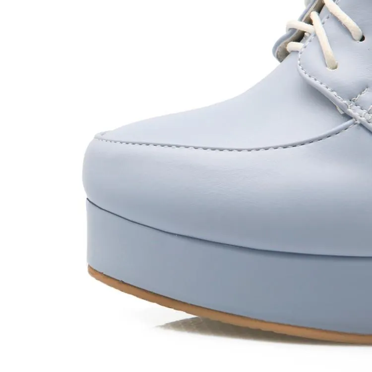 Women's platform chunky high heel oxford shoes england style front lace shoes