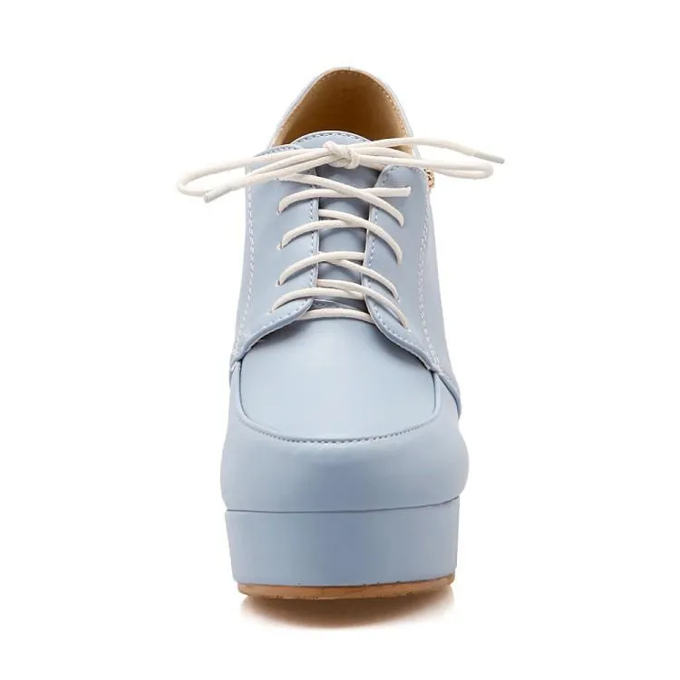 Women's platform chunky high heel oxford shoes england style front lace shoes