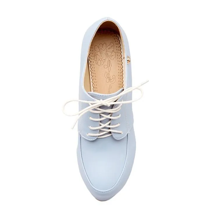 Women's platform chunky high heel oxford shoes england style front lace shoes