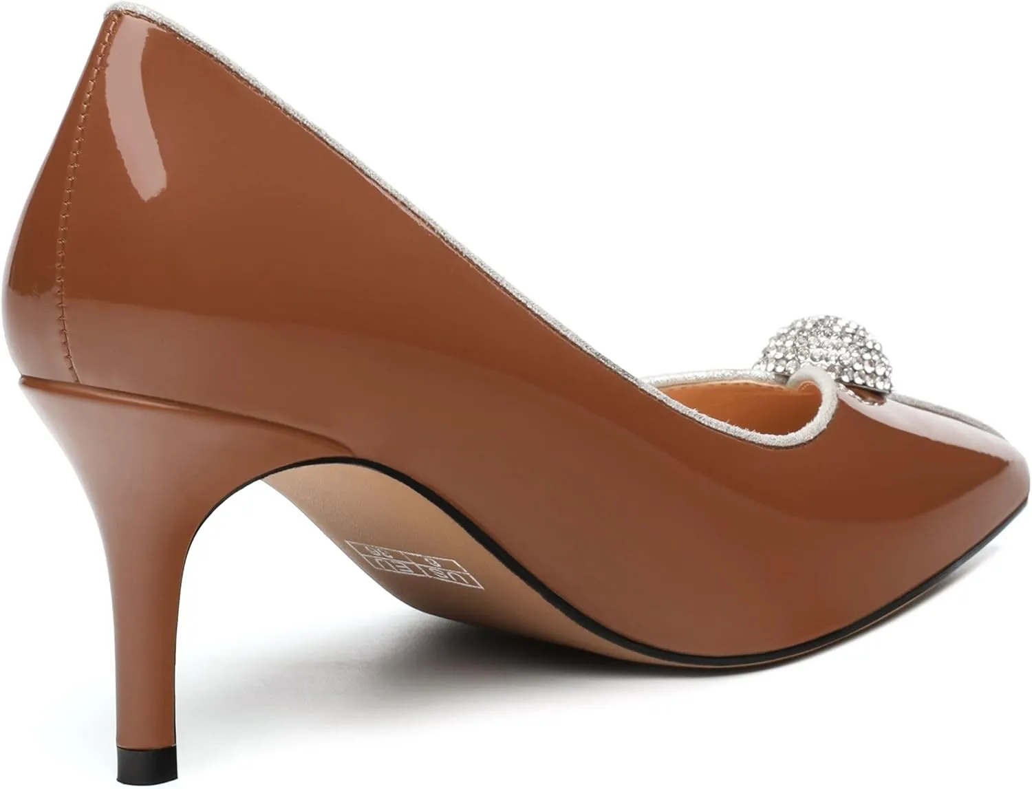 Women's Pointed Toe Heels for Women Stiletto Kitten Heel Slip-on Patent Pumps Elegant Dress Party Wedding Rhinestones Shoes 2.5 inch