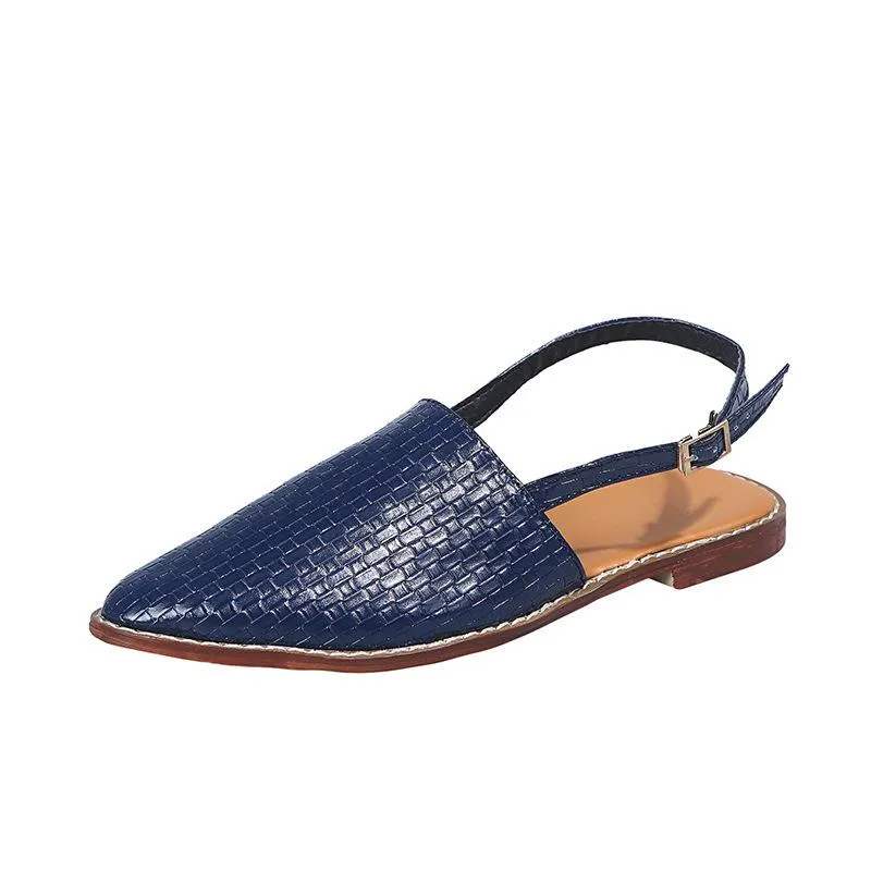 Women's woven closed toe slingback buckle strap sandals