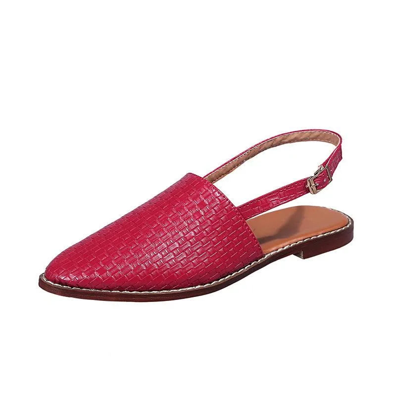 Women's woven closed toe slingback buckle strap sandals