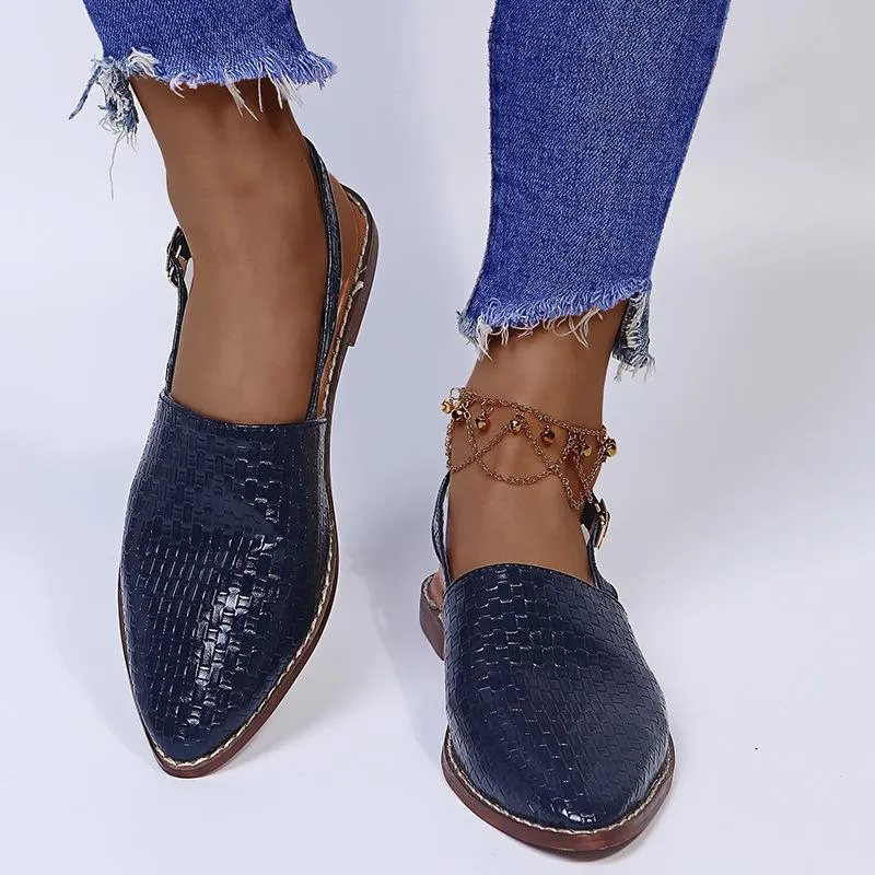 Women's woven closed toe slingback buckle strap sandals